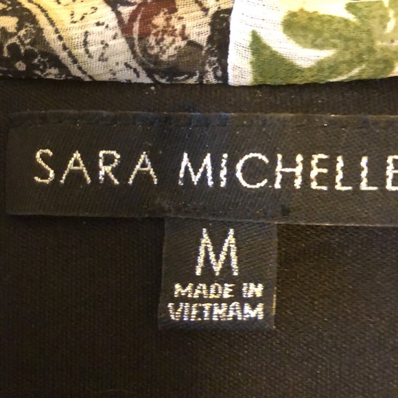 SARA MICHELLE SIZE M FOOLER BLOUSE BLACK TANK FLORAL OUTER SHORT SLEEVE - #314 - Picture 3 of 12